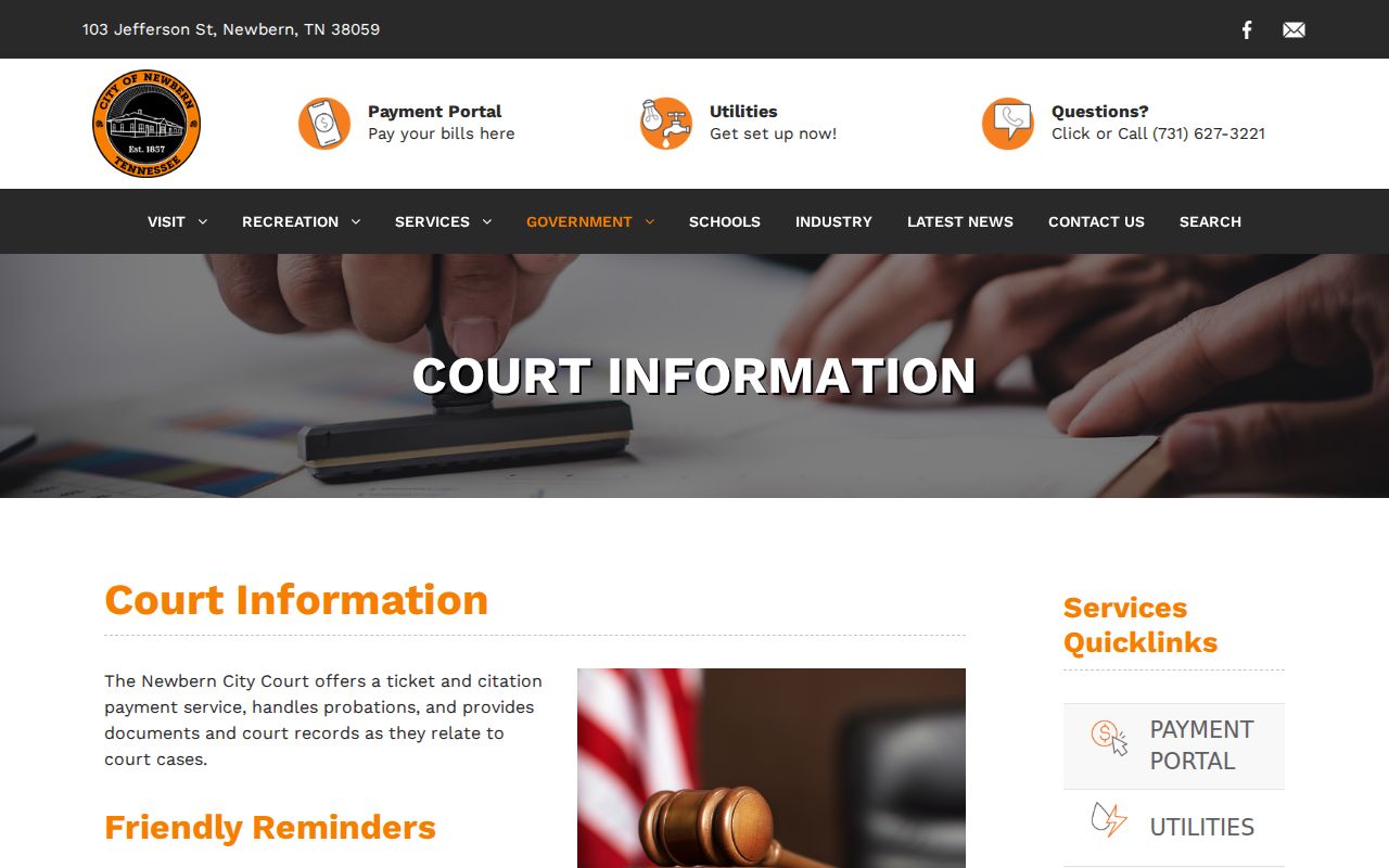Newbern City Court official information and Monday court reminder